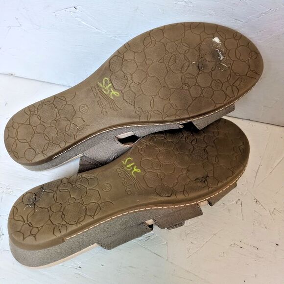 Dansko Women’s 40 Allyson Slides Sandal Stone Tan Slip On Hook & Loop - Picture 7 of 8